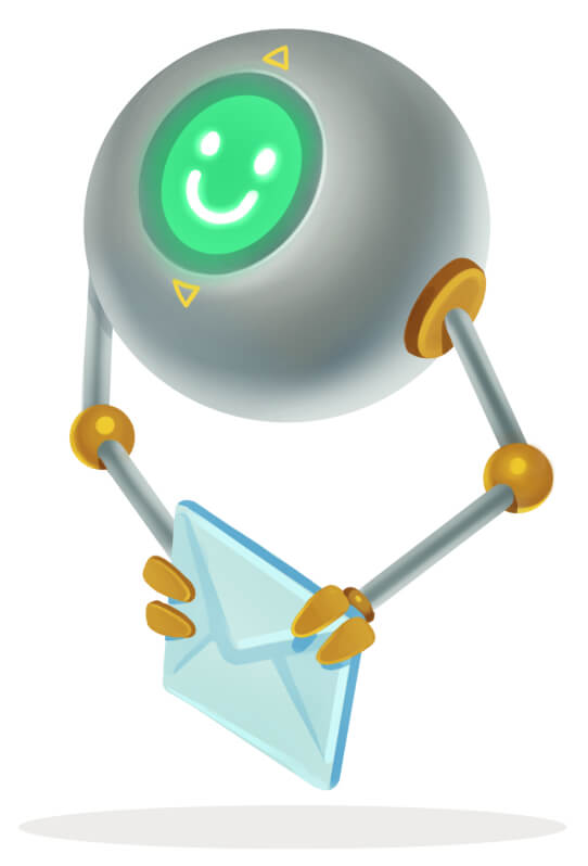 Robot character holding mail